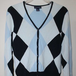 Ann Taylor Lattice Print V Neck Cardigan Sweater